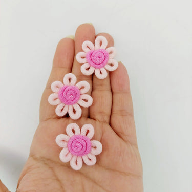 Pink Floral Applique, Flower Motifs x 5